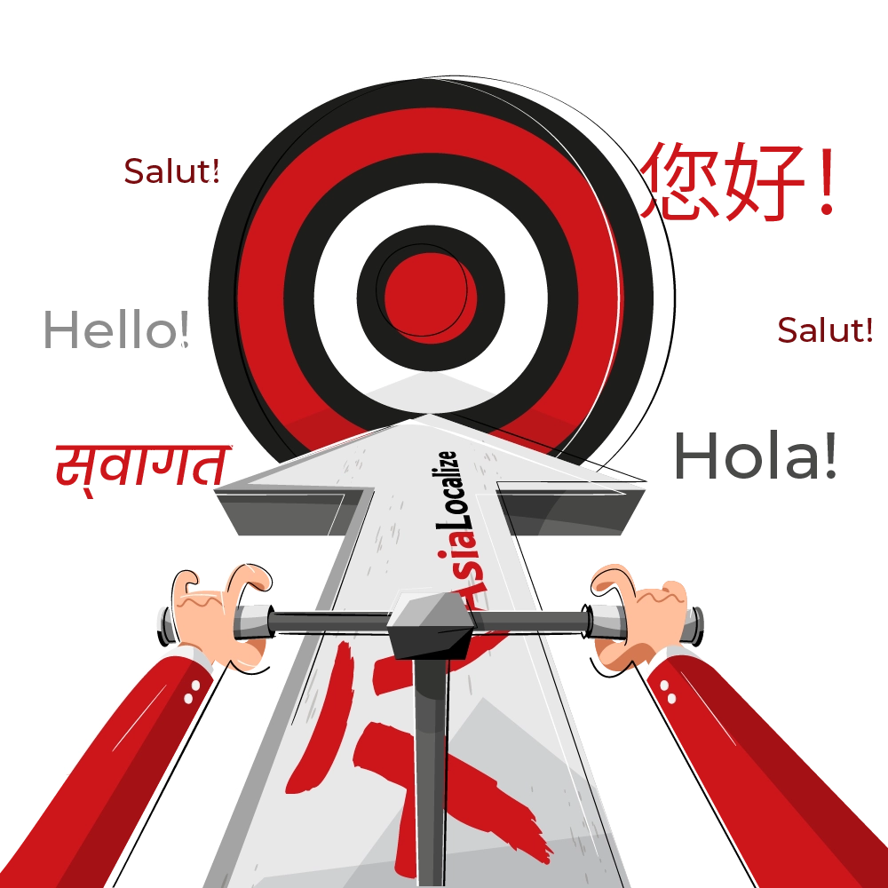 Target surrounded by greetings in several languages