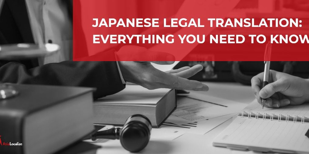 Japanese-Legal-Translation-Everything-You-Need-to-Know A professional translator working at a desk with Japanese legal documents, symbolizing expert localization and translation services.