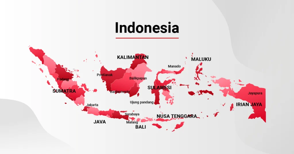 Map of Indonesia showing regional language diversity across the archipelago