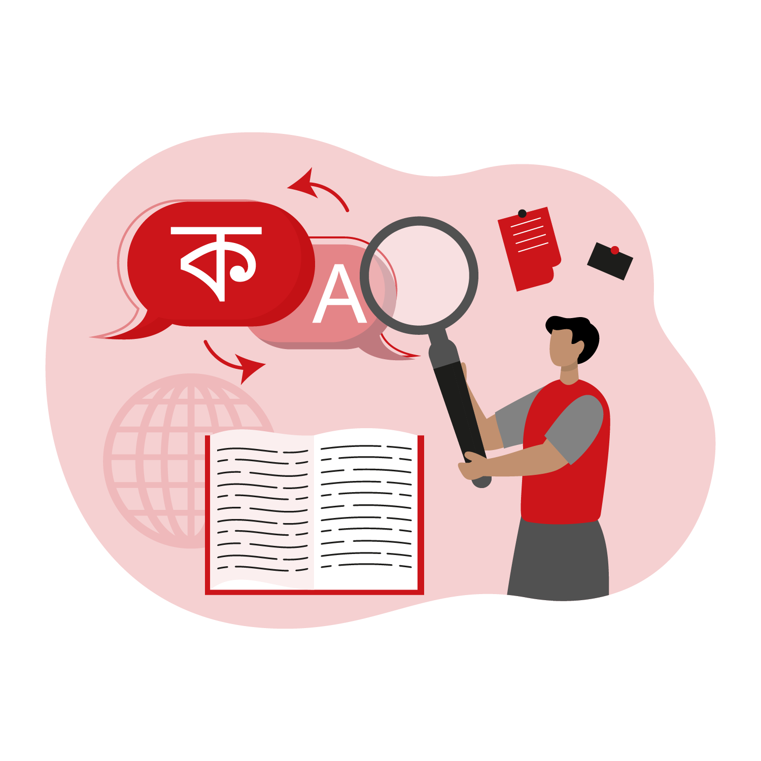 A translator adapts a Bengali website into English at a workstation.