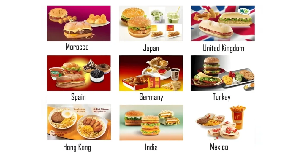 McAloo Tikki burger featured on a McDonald's menu in India, showcasing local menu adaptation