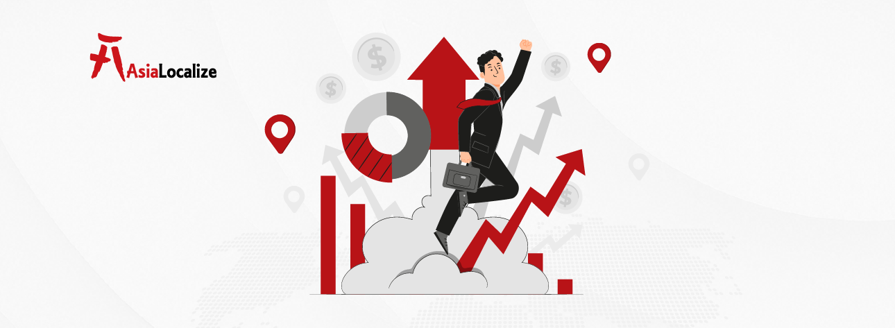 AsiaLocalize cover image of businessman jumping amid upward arrows and charts symbolizing localization-driven growth.
