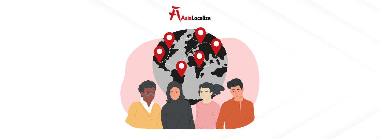 Illustration of diverse audiences and global pins showing why cultural sensitivity matters in International Business Strategy