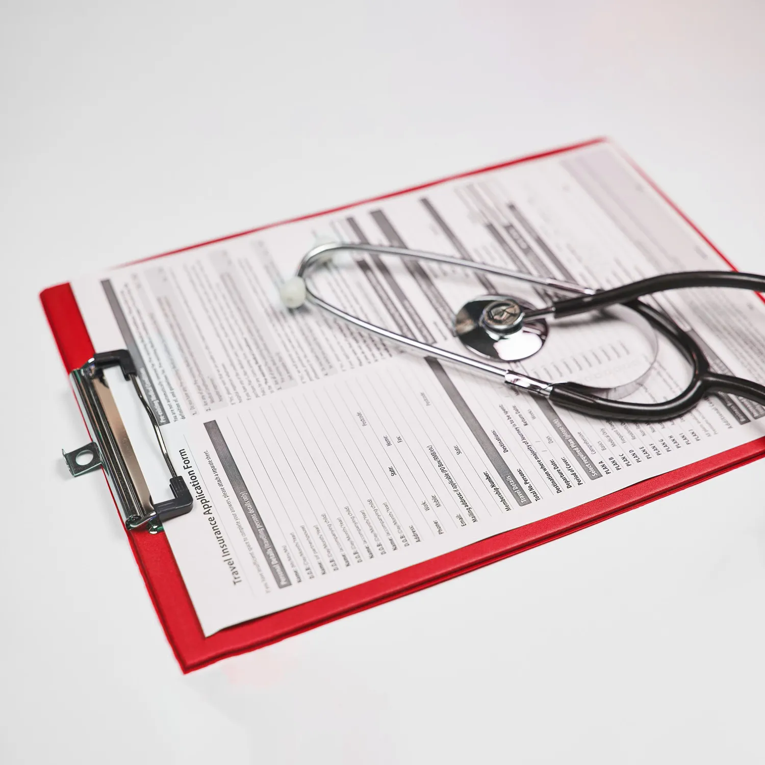 Stethoscope on medical intake form—certified medical document translation services
