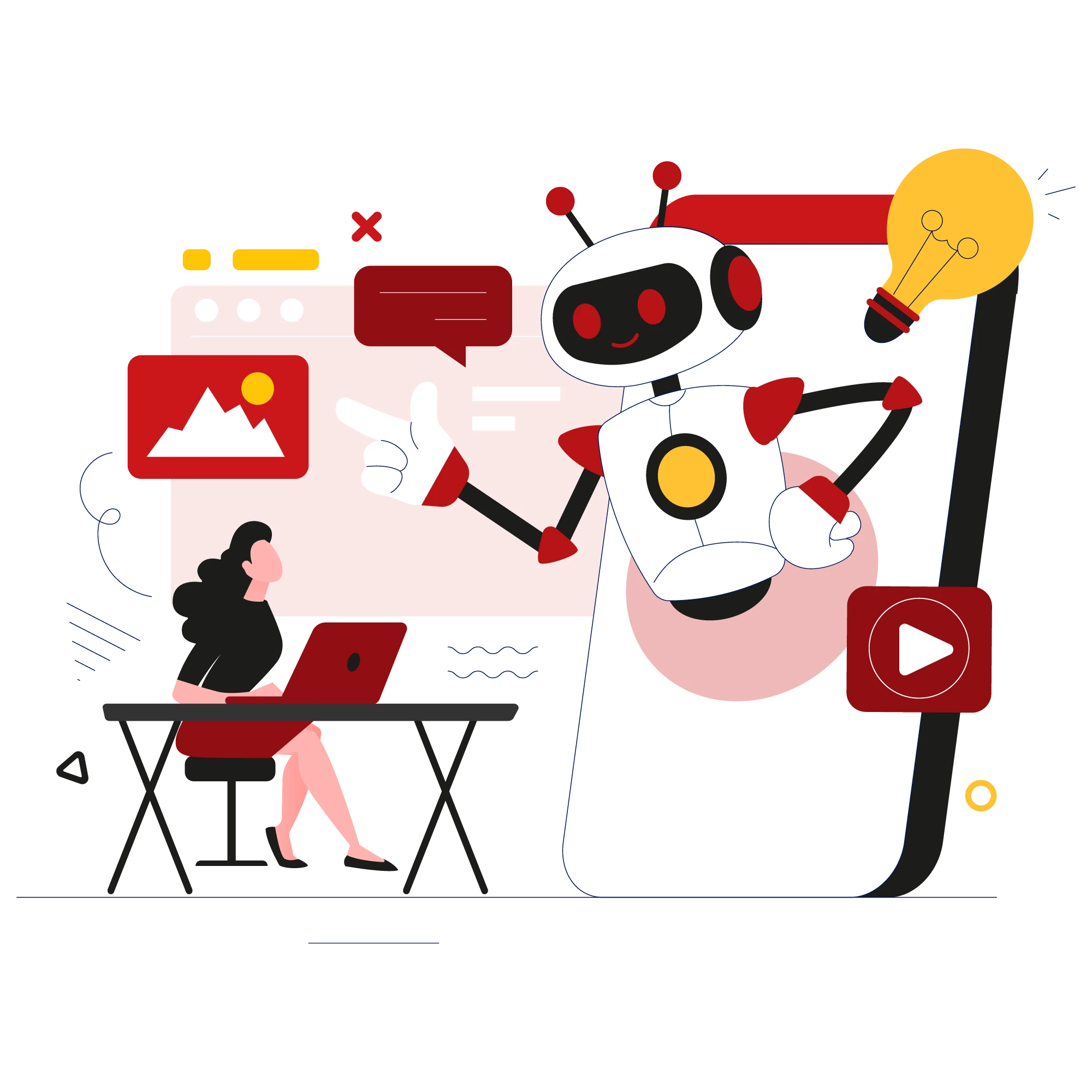AI-powered multimedia localization: robot aiding video, image and caption creation for content teams.