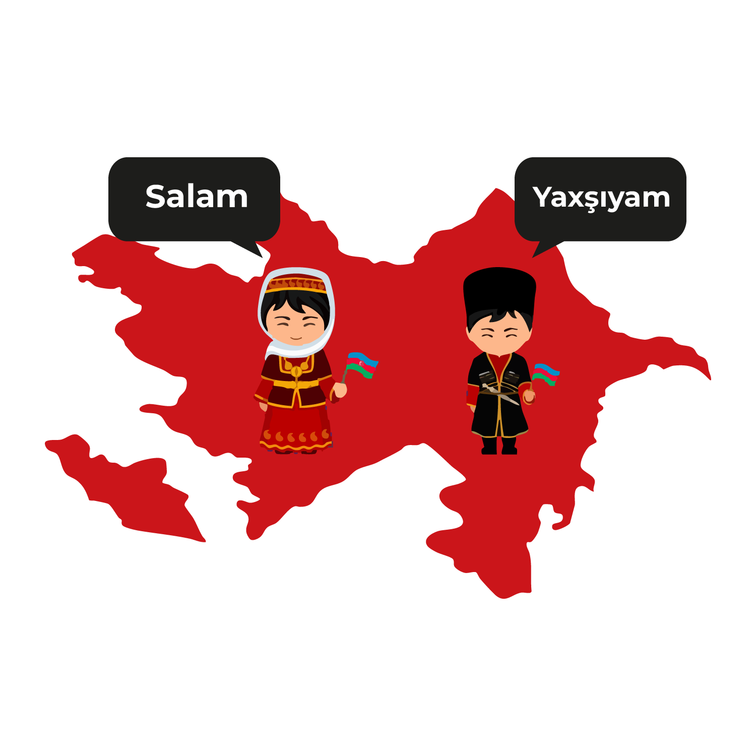 Illustration of a translator converting English content into Azerbaijani for business audiences