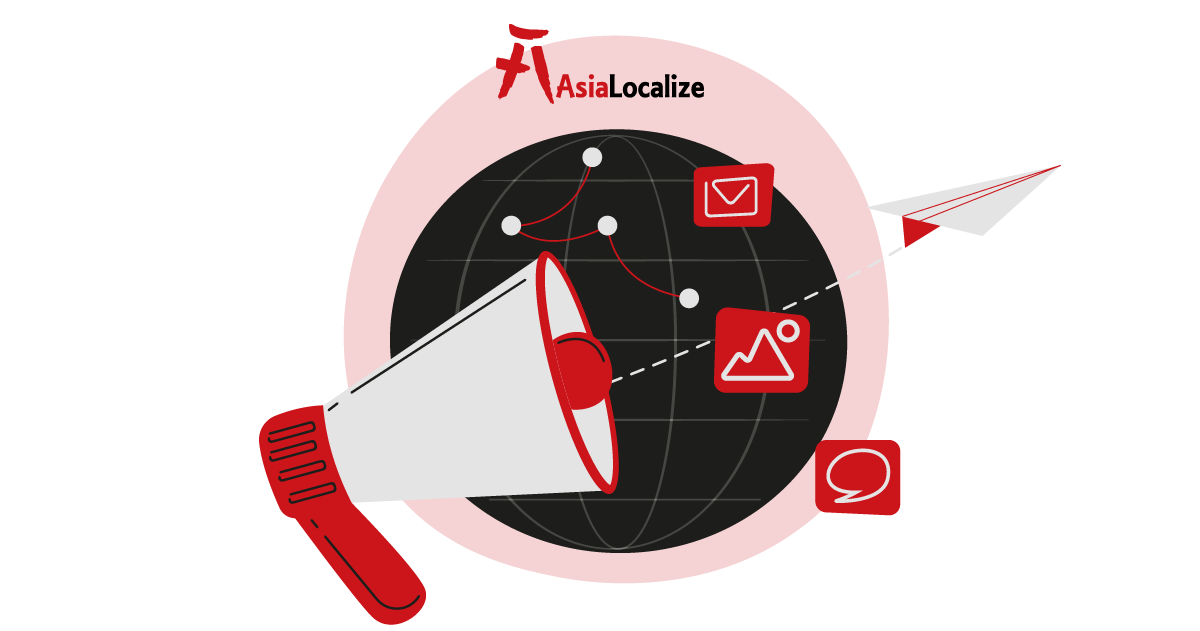Marketing transcreation campaign reaching global audiences through localized messaging