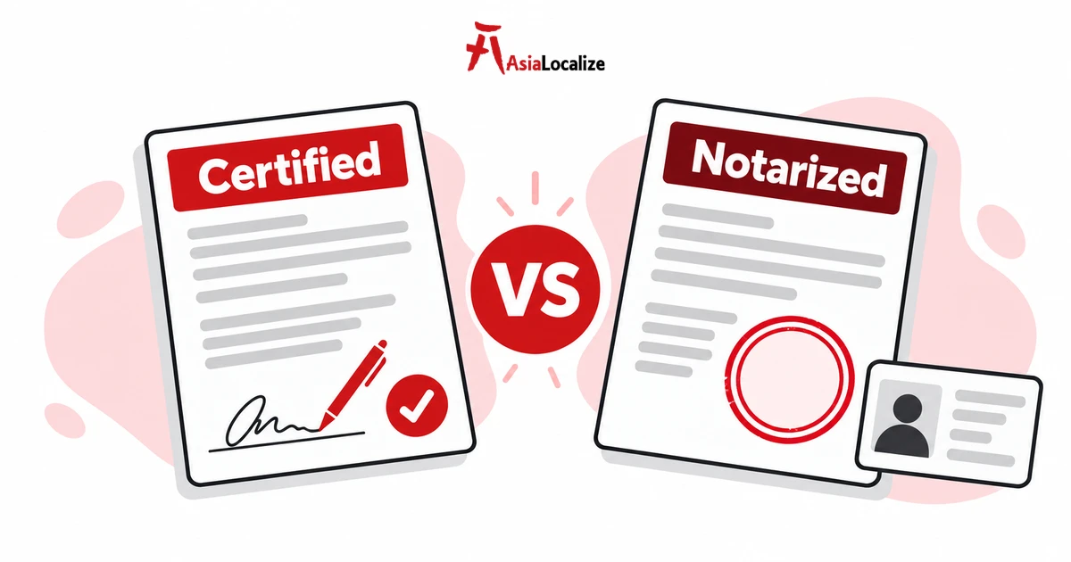 Certified vs notarized translation compared side by side