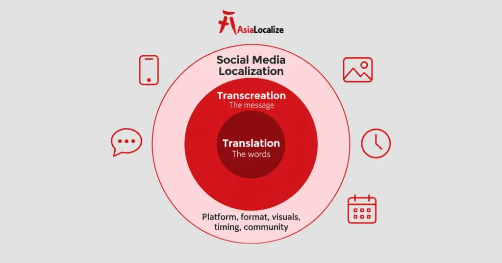 Social media localization compared with translation and transcreation