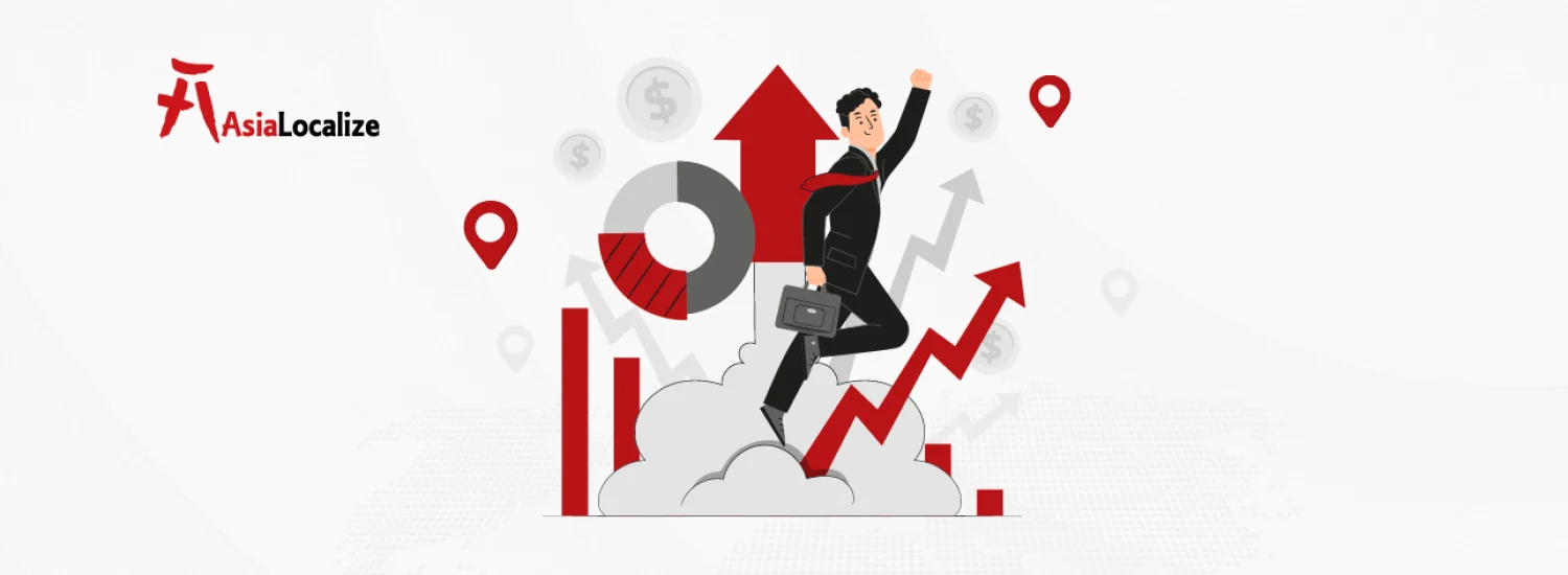 AsiaLocalize cover image of businessman jumping amid upward arrows and charts symbolizing localization-driven growth.