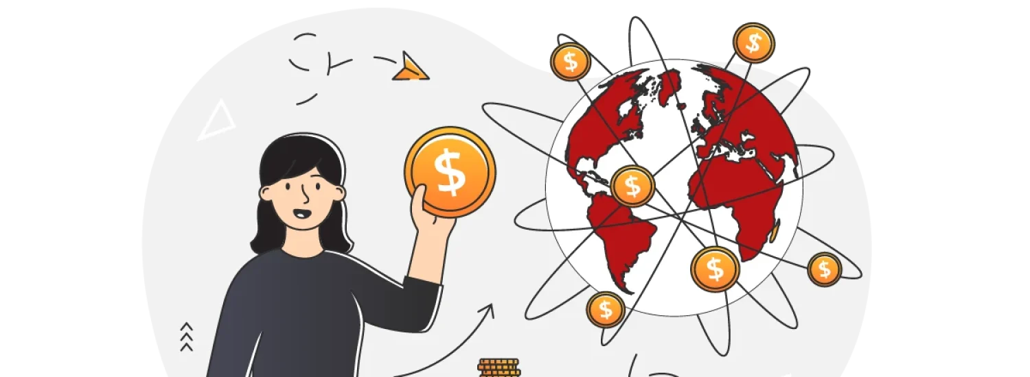 Coins and global dollar icons illustrating localization cost for international expansion